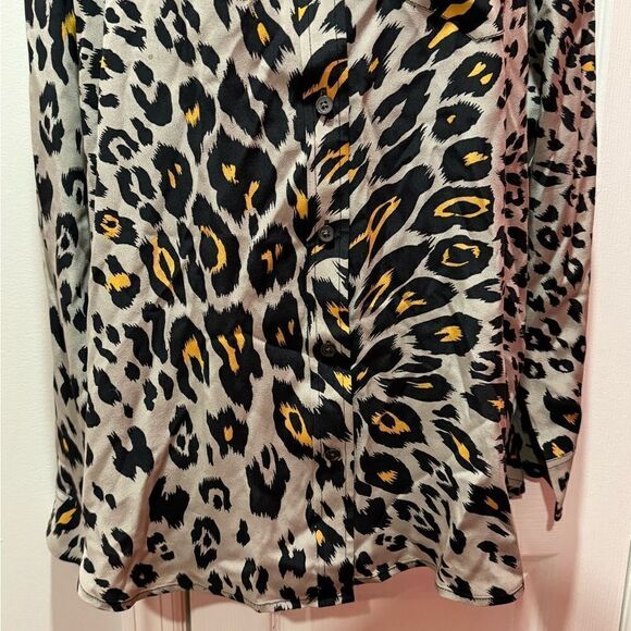 EQUIPMENT Femme animal print leopard silk shirt top blouse size L - Picture 4 of 10